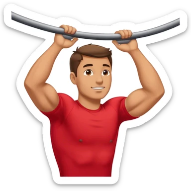 guy with red shirt doing chin ups sticker