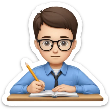 Nerd doing homework sticker