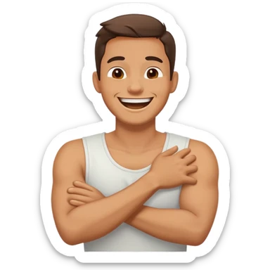 Arms crossed holding neck guy  laughing  sticker