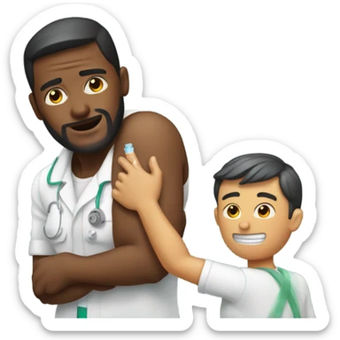 Man injecting vaccine sticker