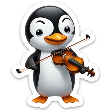 Penguin with violin sticker