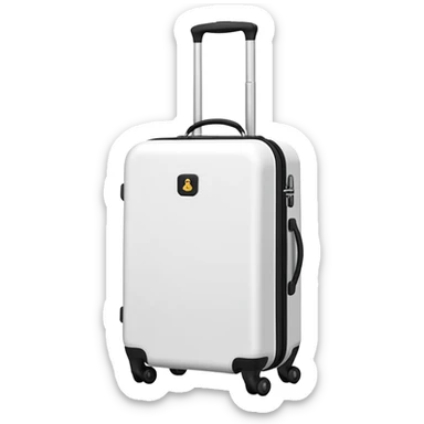 White rolling suitcase with pull-up handle, simple clean design sticker
