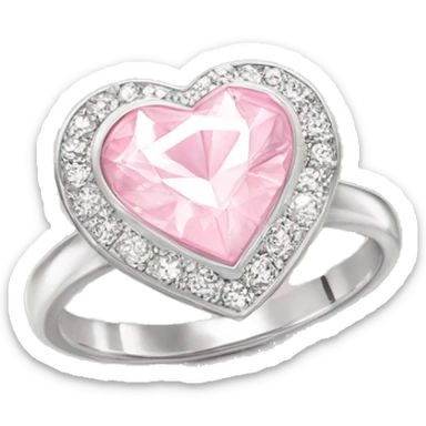 Diamond silver  ring light pink heart sticker
