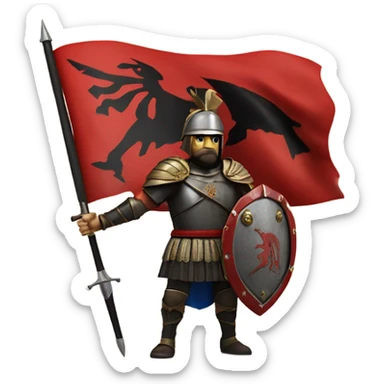 Albanian flag with skenderbeg hero sticker