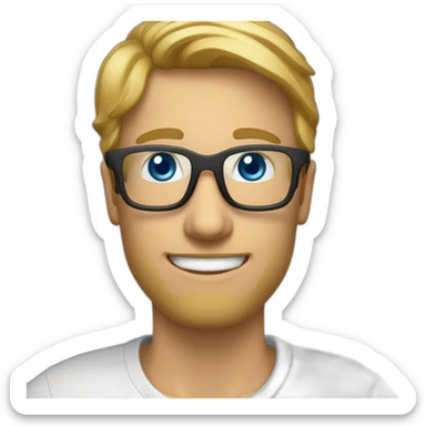 cyber security fellow with blue eyes gold color glasses border medium smile and with medium light beard and light hair sticker