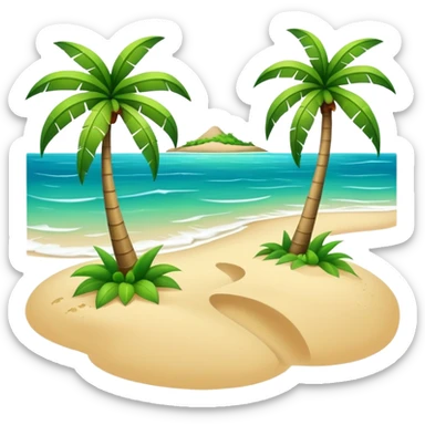 tropical island with palm trees sticker