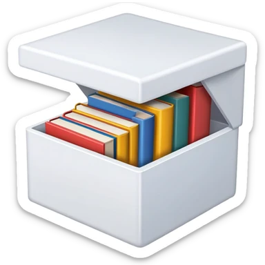 Beautiful white box with books sticker