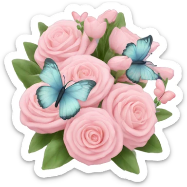 pastel pink bouquet with butterflies sticker