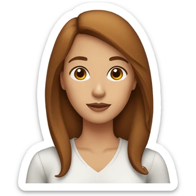 A woman with brown-hair, brown eyes and a beagle sticker