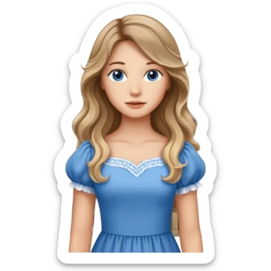 pretty female with long wavy brown hair with blonde highlights and blue eyes standing in front of a historical landmark in Germany  sticker