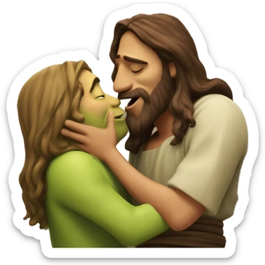 jesus kissing shrek sticker