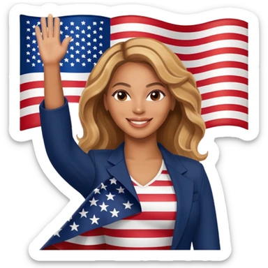 Beyonce with waving american flag sticker