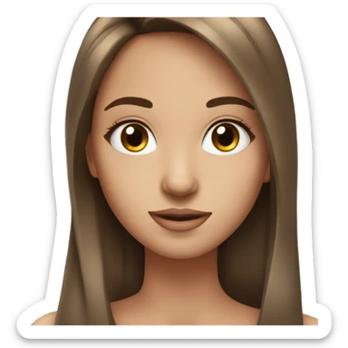 basic girl emoji but with long brown hair, long dark eye lashes, gorgeous sticker
