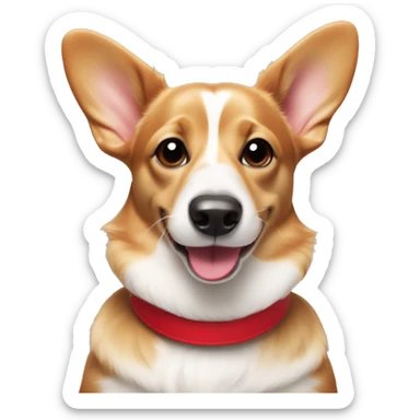 Wiener dog/corgi face tan and white, with red collar  sticker
