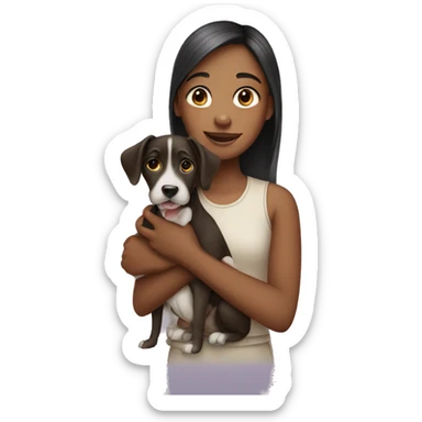 Girl holding a dog sticker
