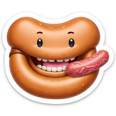 Mouth eating a sausage sticker