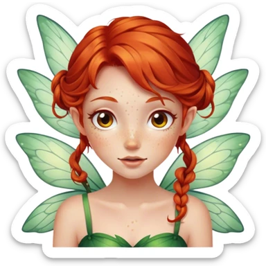 red headed fairy girl with freckles  sticker