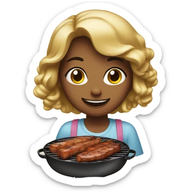 Girl eating bbq sticker