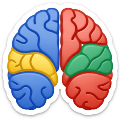 Google logo reimagined as a brain, using Google brand colors, no text sticker