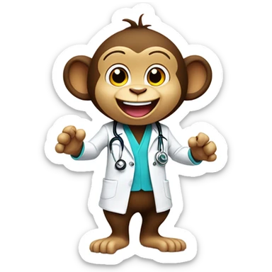 Funny doctor monkey dancing sticker