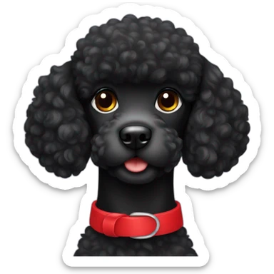 A cute black poodle with red collar sticker