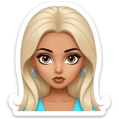 russian features, dark hair, beauty,  hair, tan skin,  eyes, pretty eyes, black eyeliner, pretty bratz baddie sticker