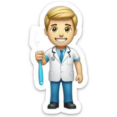 dentist with a toothbrush in his hand sticker