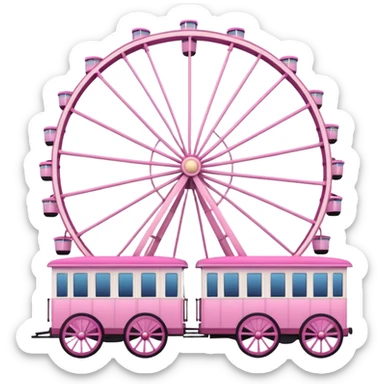 mix light pink dark pink and white theme park Ferris wheel sticker