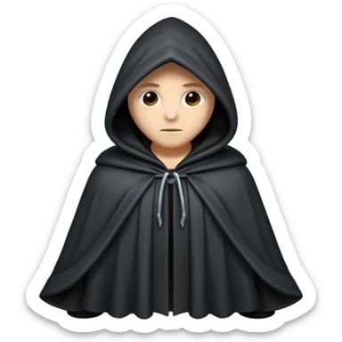 hooded cloak object icon, dark fabric cloak with deep hood, fantasy style, soft folds, 3D cartoon, mobile game icon style, centered, clean background, soft shadow, no text, no watermark
 
 sticker