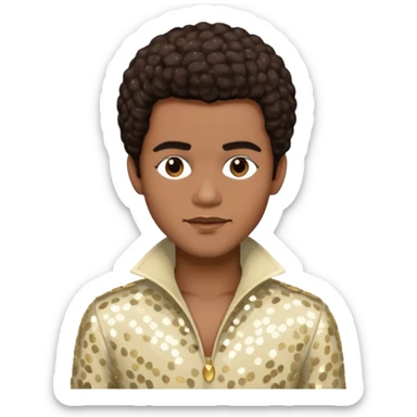 Bobby Farrell from Boney M with dark brown hair, cream sequin outfit sticker