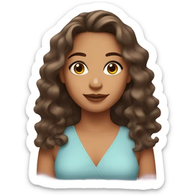 a girl with medium tan skin with wavy hair with latina makeup sticker