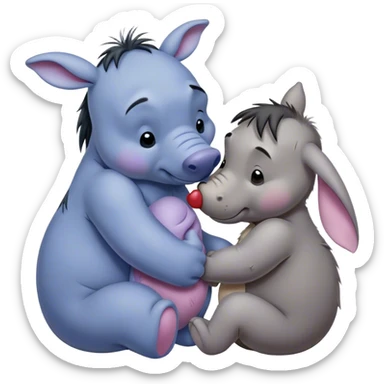 Pooh bear kissing Eeyore sticker