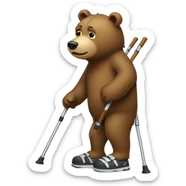 Bear on crutches sticker