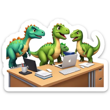 dinosaurs working in an office sticker
