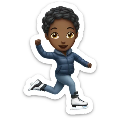 Black girl ice skating  sticker
