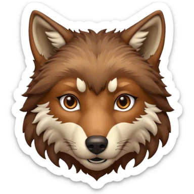 Brown wolf head sticker