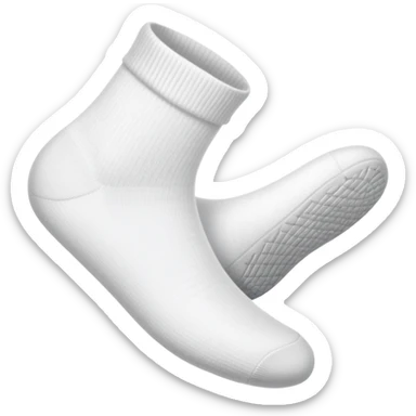 white sock seen directly from underneath showing bottom of the sole sticker
