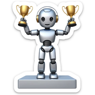 AI robot on a podium, Olympics winner sticker