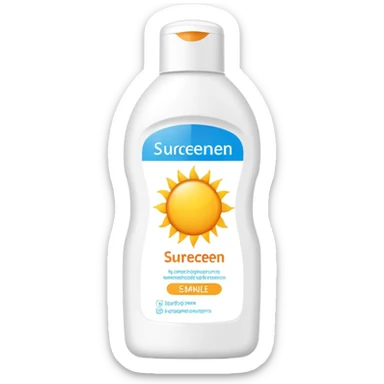 sunscreen bottle with sun protection sticker