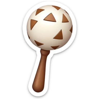 White rattle with brown triangles on it sticker