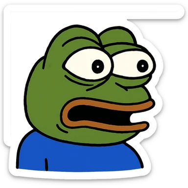 pepe the frog with a surprised face expression sticker