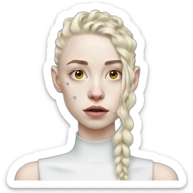 Grimes with glue on face Elon musk sticker