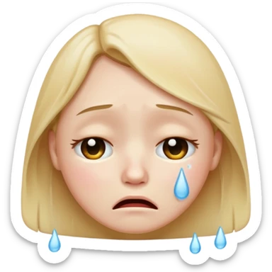 crying face emoji, single tear, sad expression sticker