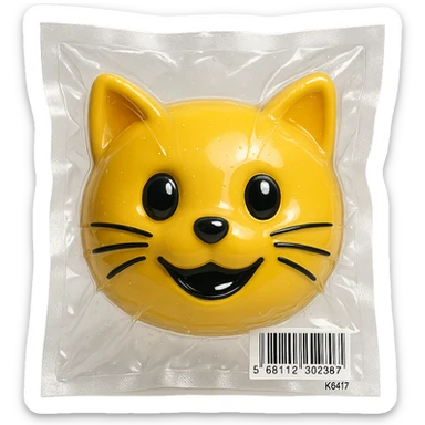 cute cat face with glossy reflections in vacuum-sealed style sticker