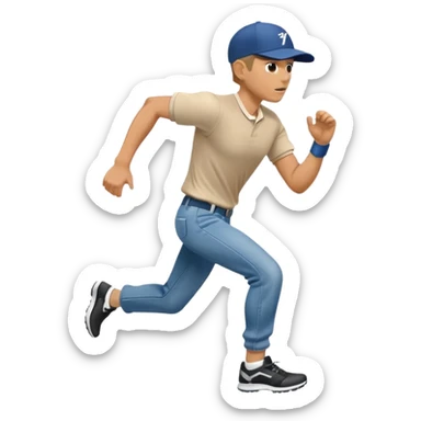 Man in plane clothes running after hyundai ionic sticker
