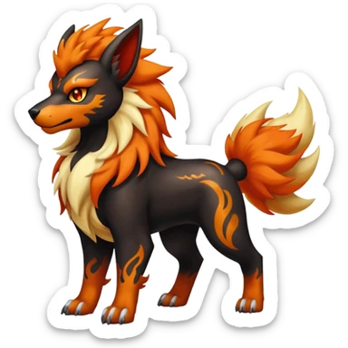 Shiny Exotic Gothic Houndoom-Arcanine-Pokémon-Fakémon-hybrid-creature sticker