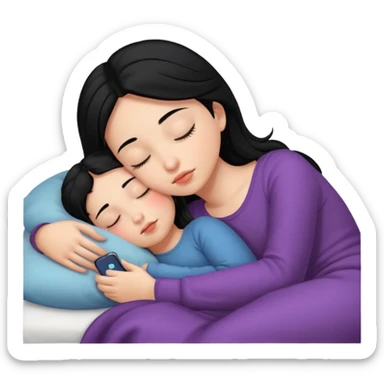 Sleeping black haired girl sticker