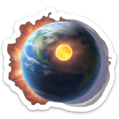 earth and moon colliding sticker