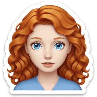 a women with ginger wavy hair, blue eyes, and pale skin sticker
