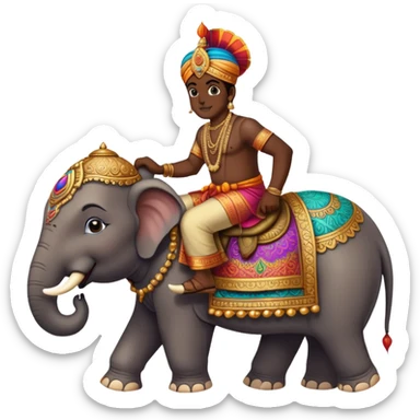 indian on a elephany sticker